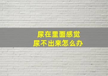 尿在里面感觉尿不出来怎么办