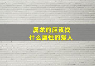 属龙的应该找什么属性的爱人