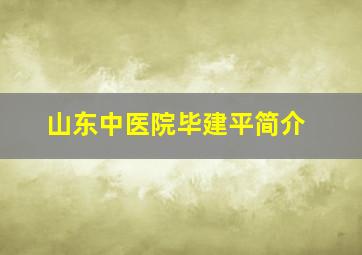 山东中医院毕建平简介