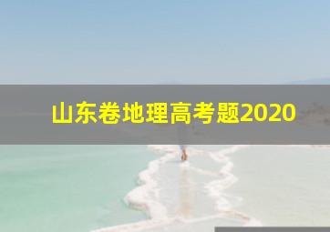 山东卷地理高考题2020