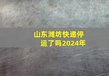 山东潍坊快递停运了吗2024年