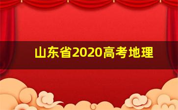 山东省2020高考地理