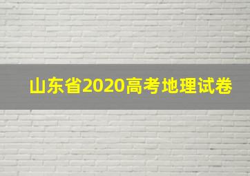 山东省2020高考地理试卷