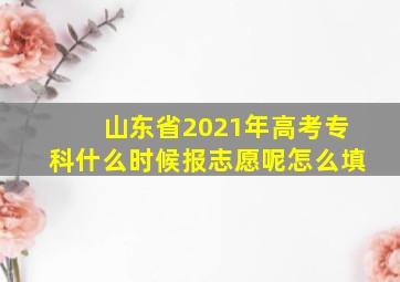 山东省2021年高考专科什么时候报志愿呢怎么填