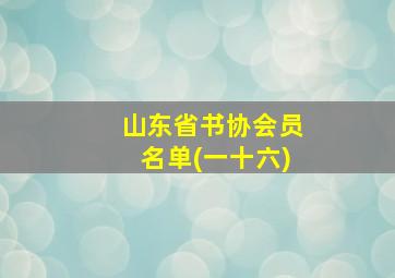 山东省书协会员名单(一十六)