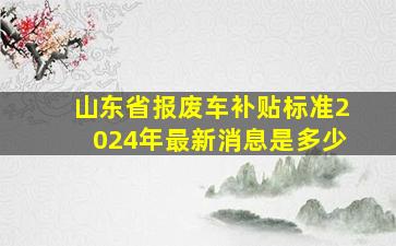 山东省报废车补贴标准2024年最新消息是多少