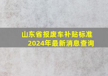 山东省报废车补贴标准2024年最新消息查询