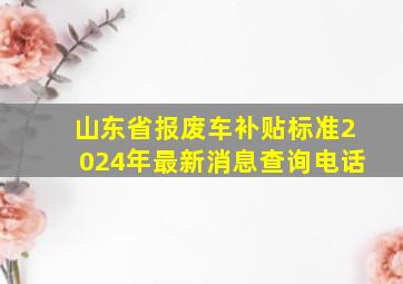 山东省报废车补贴标准2024年最新消息查询电话