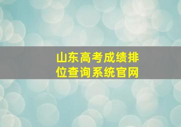 山东高考成绩排位查询系统官网