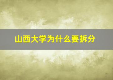 山西大学为什么要拆分