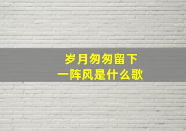 岁月匆匆留下一阵风是什么歌