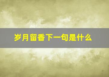 岁月留香下一句是什么