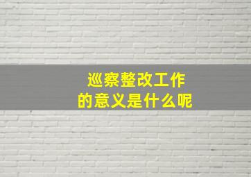 巡察整改工作的意义是什么呢