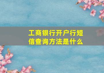 工商银行开户行短信查询方法是什么