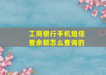 工商银行手机短信查余额怎么查询的