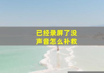 已经录屏了没声音怎么补救