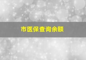 市医保查询余额