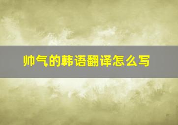 帅气的韩语翻译怎么写