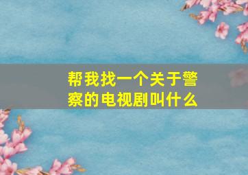 帮我找一个关于警察的电视剧叫什么