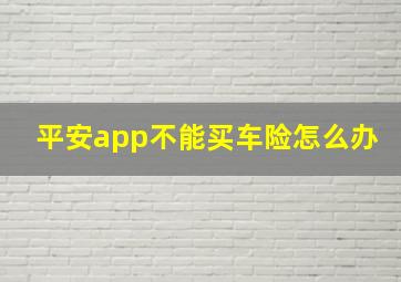 平安app不能买车险怎么办