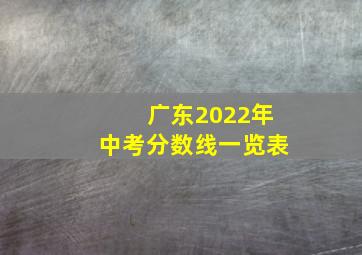 广东2022年中考分数线一览表