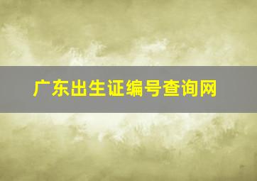 广东出生证编号查询网