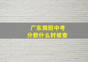 广东揭阳中考分数什么时候查