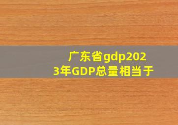 广东省gdp2023年GDP总量相当于