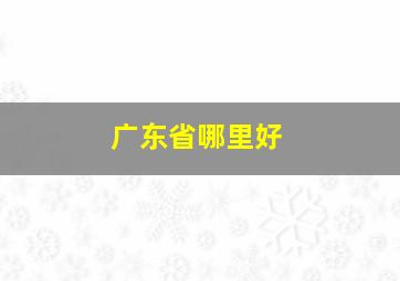 广东省哪里好