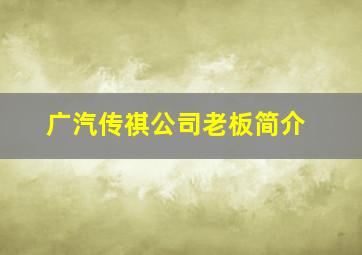 广汽传祺公司老板简介