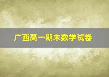 广西高一期末数学试卷