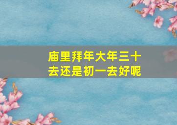 庙里拜年大年三十去还是初一去好呢