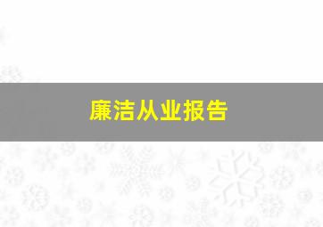 廉洁从业报告