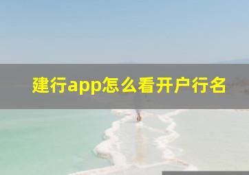 建行app怎么看开户行名