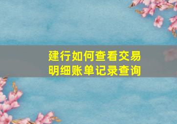 建行如何查看交易明细账单记录查询