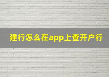 建行怎么在app上查开户行