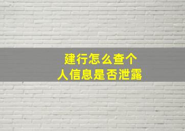 建行怎么查个人信息是否泄露