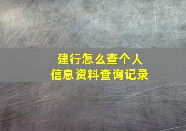 建行怎么查个人信息资料查询记录