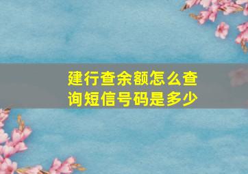 建行查余额怎么查询短信号码是多少