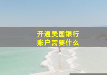 开通美国银行账户需要什么