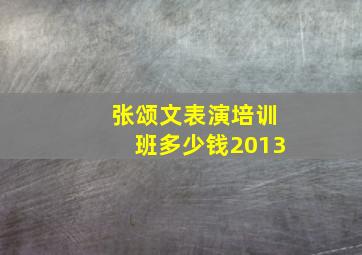 张颂文表演培训班多少钱2013