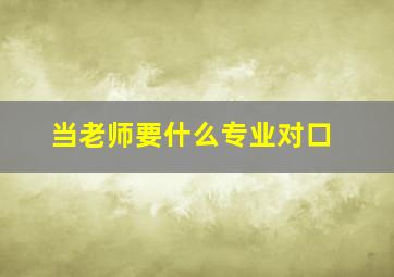 当老师要什么专业对口