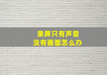 录屏只有声音没有画面怎么办