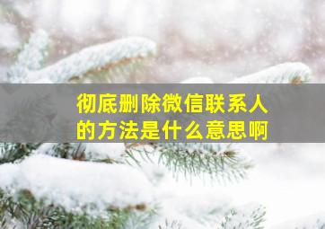 彻底删除微信联系人的方法是什么意思啊