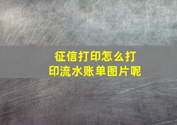 征信打印怎么打印流水账单图片呢