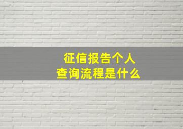 征信报告个人查询流程是什么