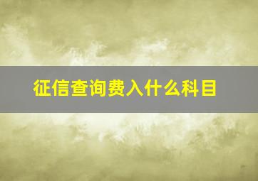 征信查询费入什么科目