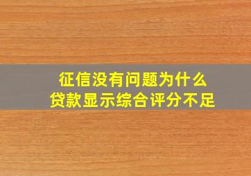 征信没有问题为什么贷款显示综合评分不足