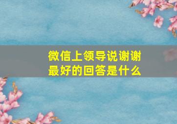 微信上领导说谢谢最好的回答是什么