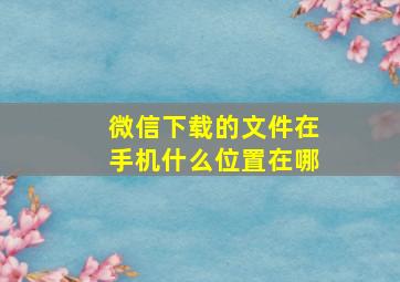 微信下载的文件在手机什么位置在哪